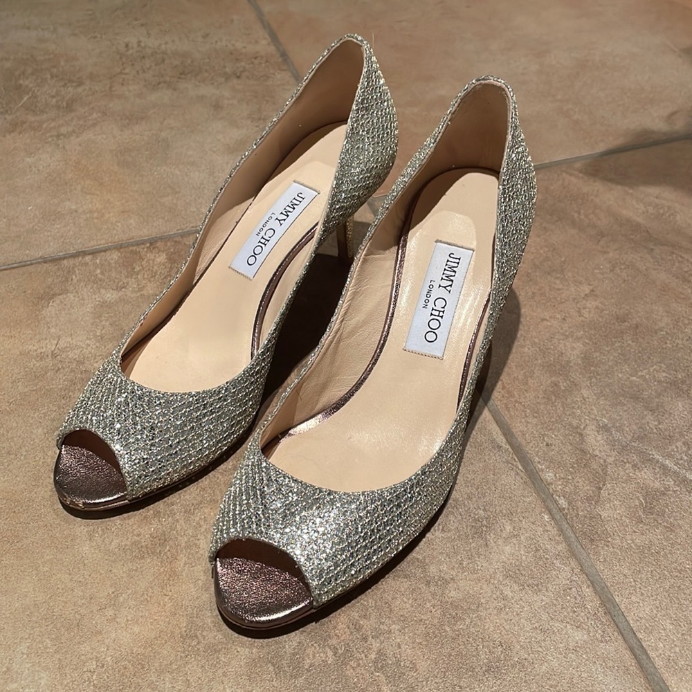 Jimmy Choo silver shoes